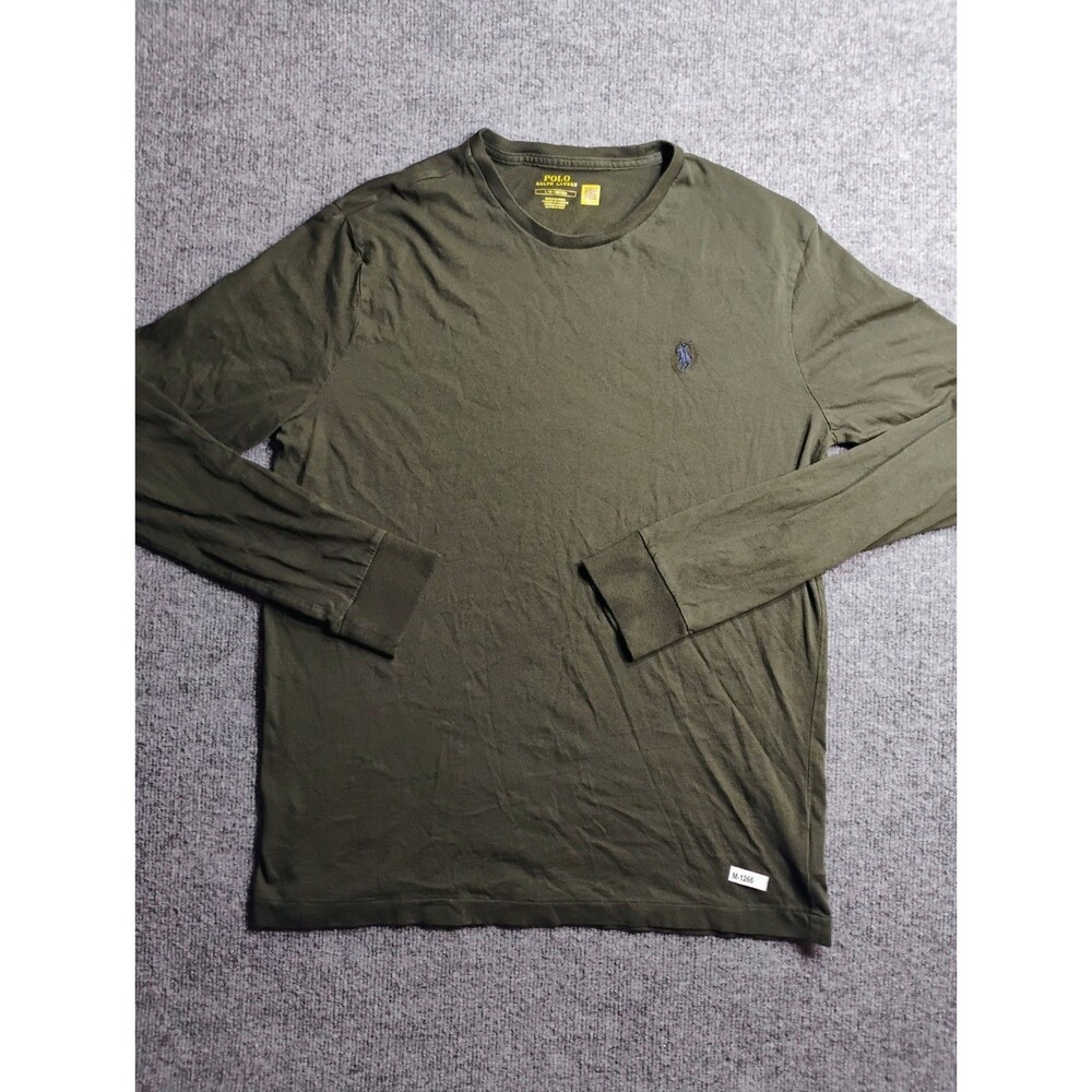 Polo Ralph Lauren Mens Large Olive Green Long Sleeve Crewneck Pony T-Shirt Tee